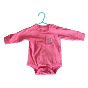 Carhartt Long-Sleeve Pink Pocket Bodysuit/Onesie 3 Months